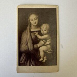 Antique CDV Card Madonna Del Granduca Rafael 1900s 4”x2.5”
